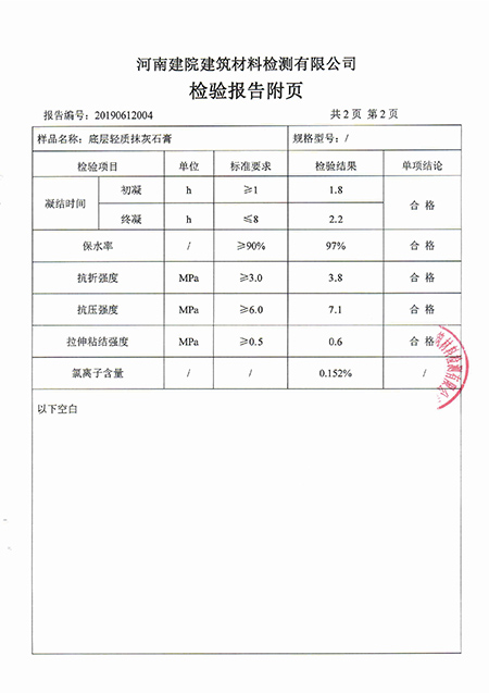 面层抹灰石膏检测报告